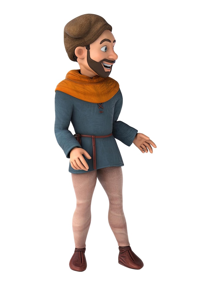 Photo gratuit fun 3d dessin animé homme médiéval avec alpha