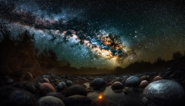 Photo gratuite la galaxie de la voie lactée illumine le mystère du ciel nocturne généré par l'ia