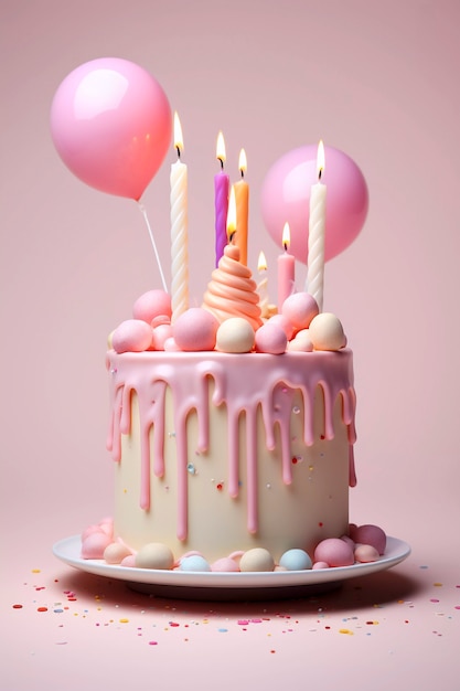 Photo gratuite gâteau 3d avec des ballons