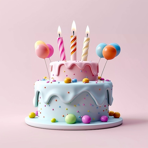 Gâteau 3D avec des ballons