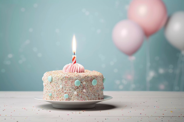 Gâteau 3D avec une bougie allumée sur le dessus