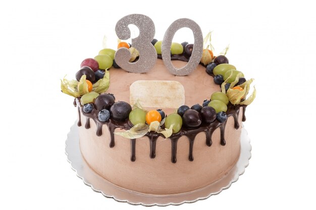 Gateau D Anniversaire Au Chocolat Pour Un Homme Aux Baies Photo Premium