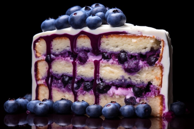 Photo gratuite gâteau aux bleuets tranché gâteau savoureux avec des couches et de la crème