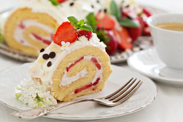 gâteau à la crème aux fraises