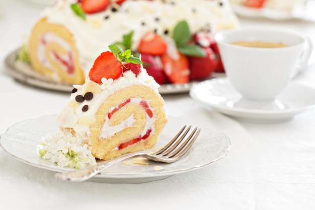 gâteau à la crème aux fraises