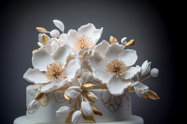 Photo gratuite un gâteau de mariage avec des fleurs bouquet fait à la main