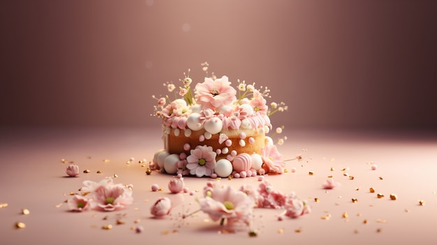 Photo gratuite un gâteau surchargé de fleurs