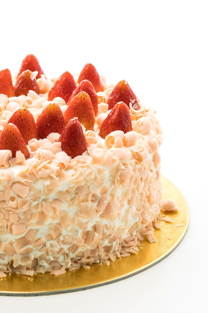 Photo gratuite gâteau à la vanille dessert à la fraise sur le dessus