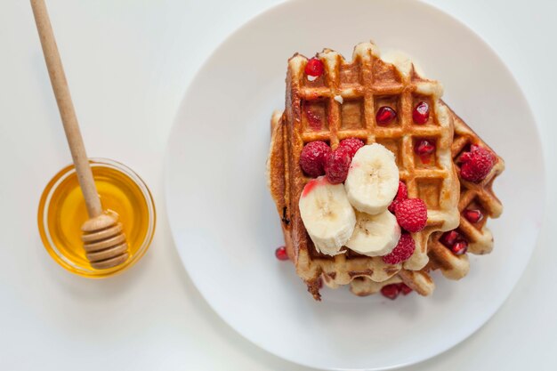 Gaufre vue au miel