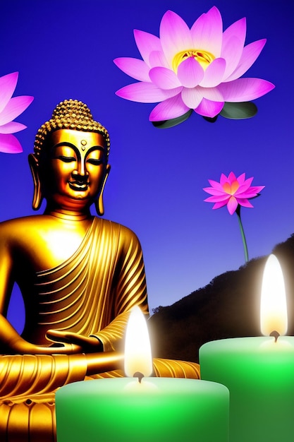 Photo gratuite gautum bouddha vesak purnima statue symbole de la paix · photo gratuite