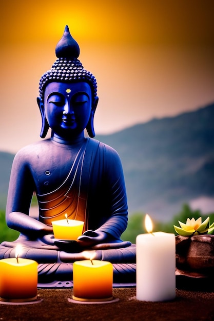 Photo gratuite gautum bouddha vesak purnima statue symbole de la paix · photo gratuite
