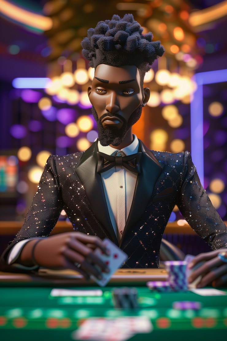 Photo gratuit des gens en 3d jouant à des jeux et au jeu dans un casino.