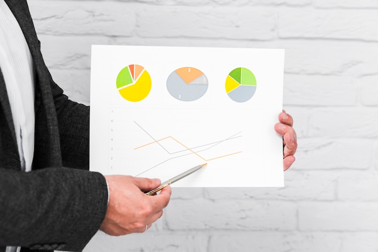Photo gratuit gens d&#39;affaires montrant des graphiques et des statistiques