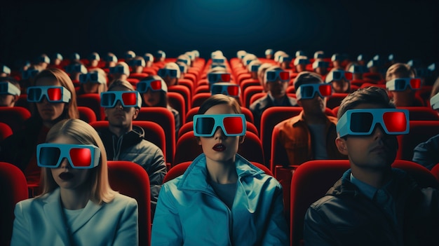 Des gens au cinéma qui regardent un film.