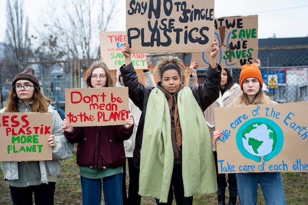 Photo gratuite les gens ayant une manifestation pour la journée mondiale de l'environnement