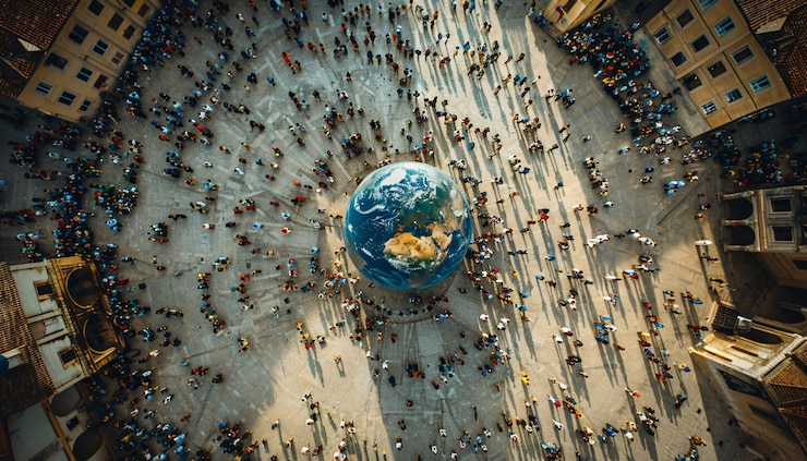 Photo gratuit les gens célèbrent la journée mondiale de la population