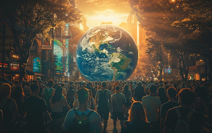 Photo gratuit les gens célèbrent la journée mondiale de la population
