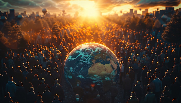 Photo gratuit les gens célèbrent la journée mondiale de la population