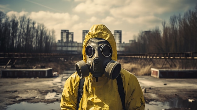 Photo gratuite des gens en combinaisons et masques contre les matières dangereuses dans une centrale nucléaire