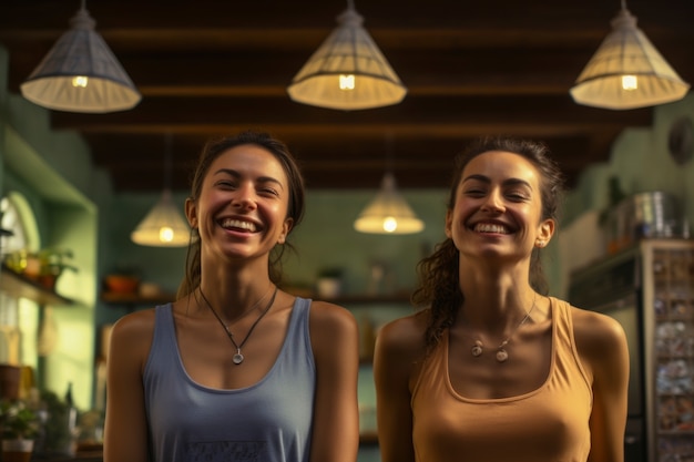 Gens faisant du yoga ensemble dans une salle de sport