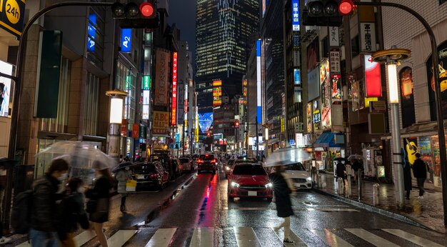 Gens de paysage urbain au Japon