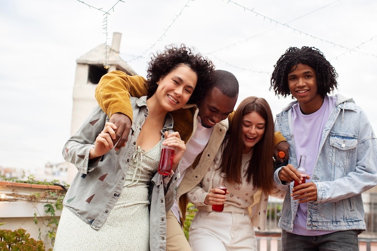 Photo gratuit des gens à plan moyen faisant la fête ensemble