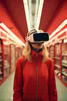 Photo gratuite des gens portant des lunettes de réalité virtuelle de haute technologie futuriste