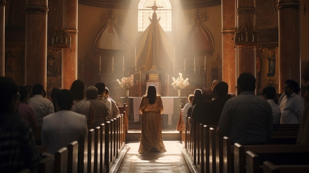 Des gens prient lors d'un rassemblement religieux