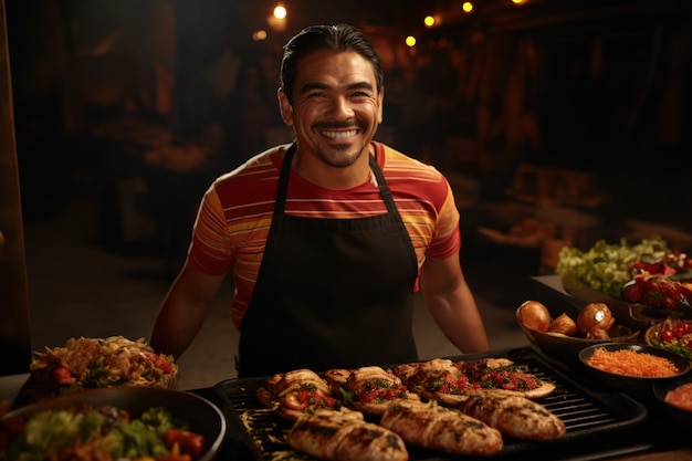 Des gens qui apprécient le barbecue mexicain.