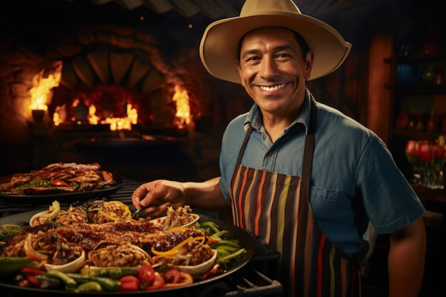Photo gratuite des gens qui apprécient le barbecue mexicain.