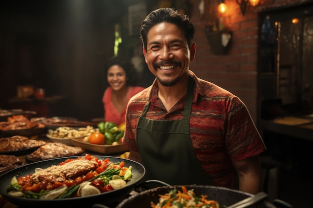 Des gens qui apprécient le barbecue mexicain.