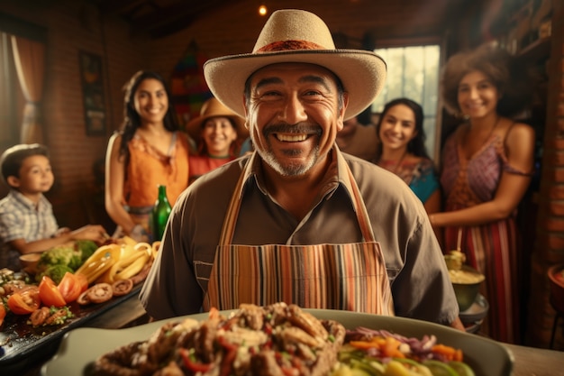 Photo gratuite des gens qui apprécient le barbecue mexicain.