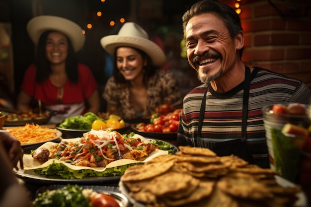 Photo gratuite des gens qui apprécient le barbecue mexicain.