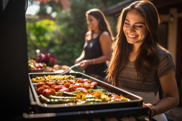 Photo gratuite des gens qui apprécient le barbecue mexicain.