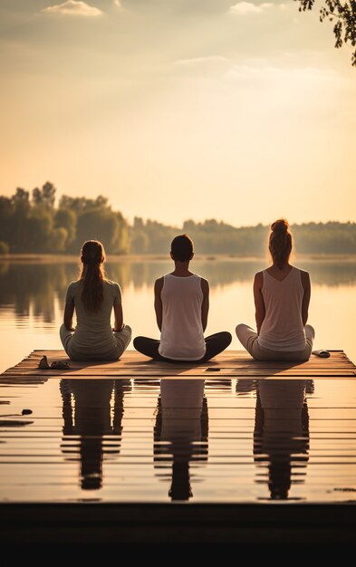 Des gens qui font du yoga ensemble.