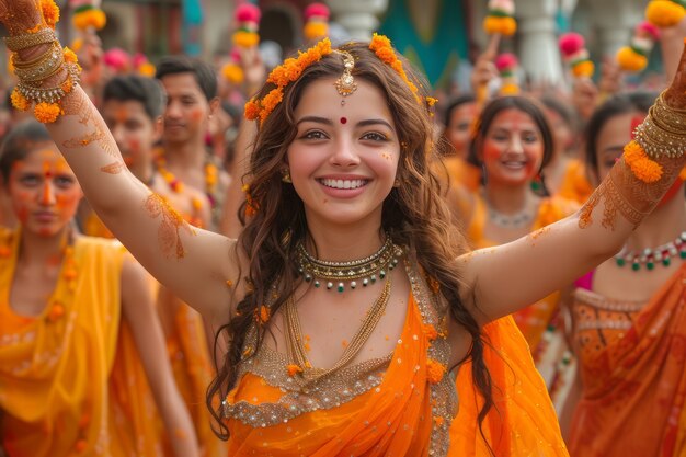 Des gens réalistes célébrant le gudi padwa.