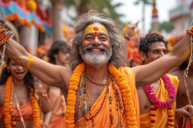 Photo gratuite des gens réalistes célébrant le gudi padwa.