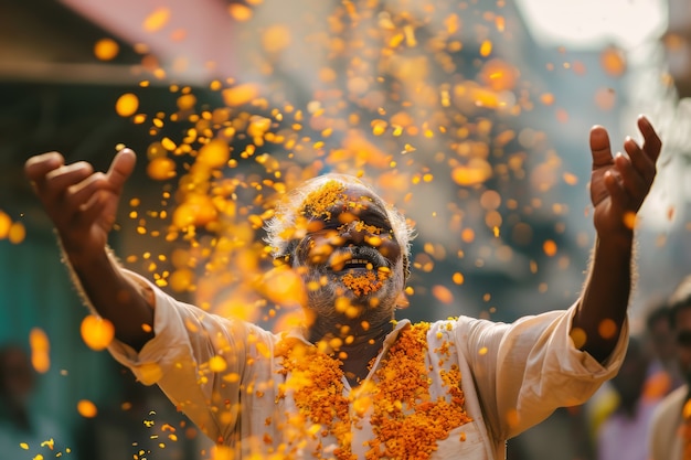 Photo gratuite des gens réalistes célébrant le gudi padwa.