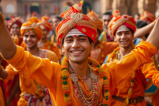 Photo gratuite des gens réalistes célébrant le gudi padwa.