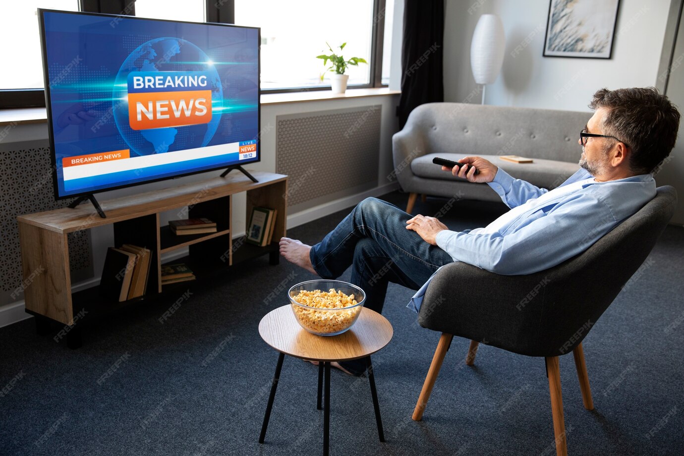 People watching the news on television