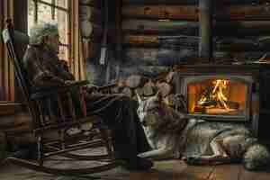 Photo gratuite des gens se détendent dans leur maison en bois.