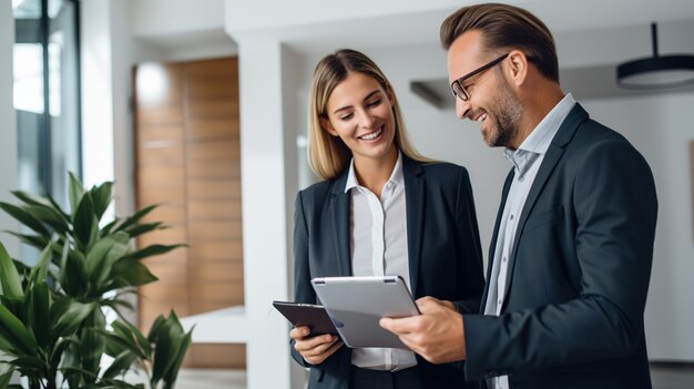 Des gens de taille moyenne qui travaillent comme agents immobiliers.