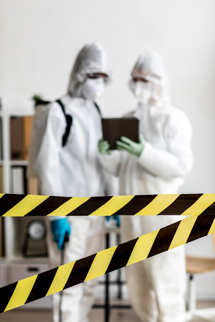 Photo gratuit les gens en tenue de protection parlent