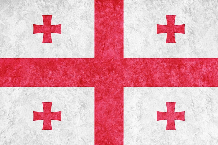 Photo gratuit géorgie drapeau métallique, drapeau texturé, drapeau grunge
