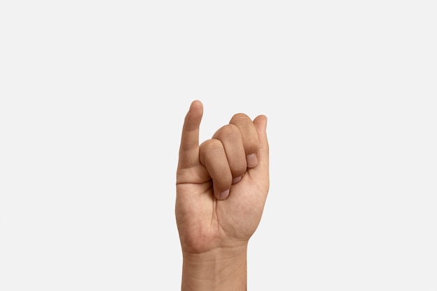 Geste de la langue des signes isolé sur blanc