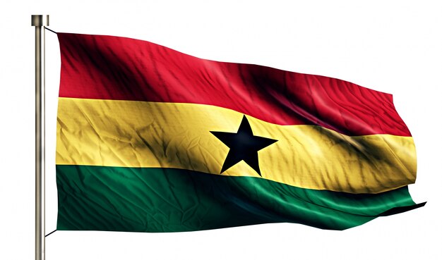 Ghana National Flag Isolated 3D Fond blanc