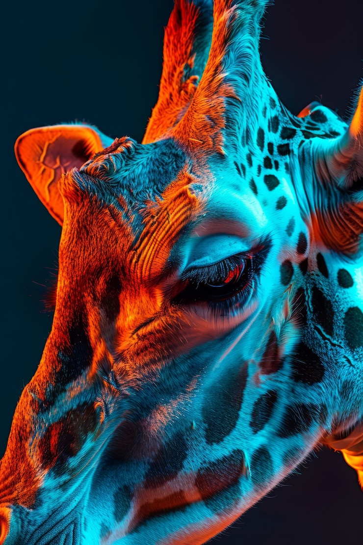 Photo gratuit des girafes aux néons