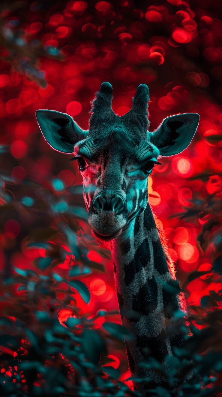 Photo gratuit des girafes aux néons