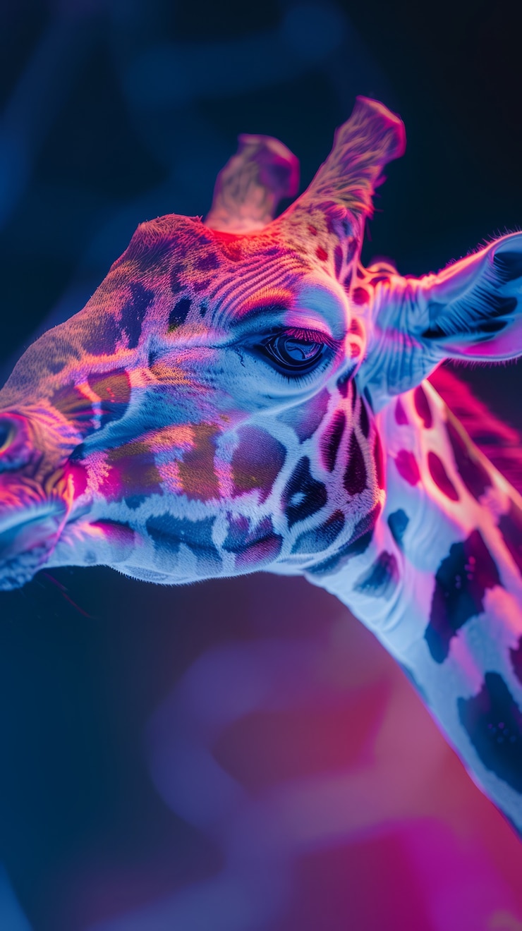 Photo gratuit des girafes aux néons