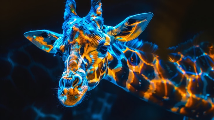 Photo gratuit des girafes aux néons